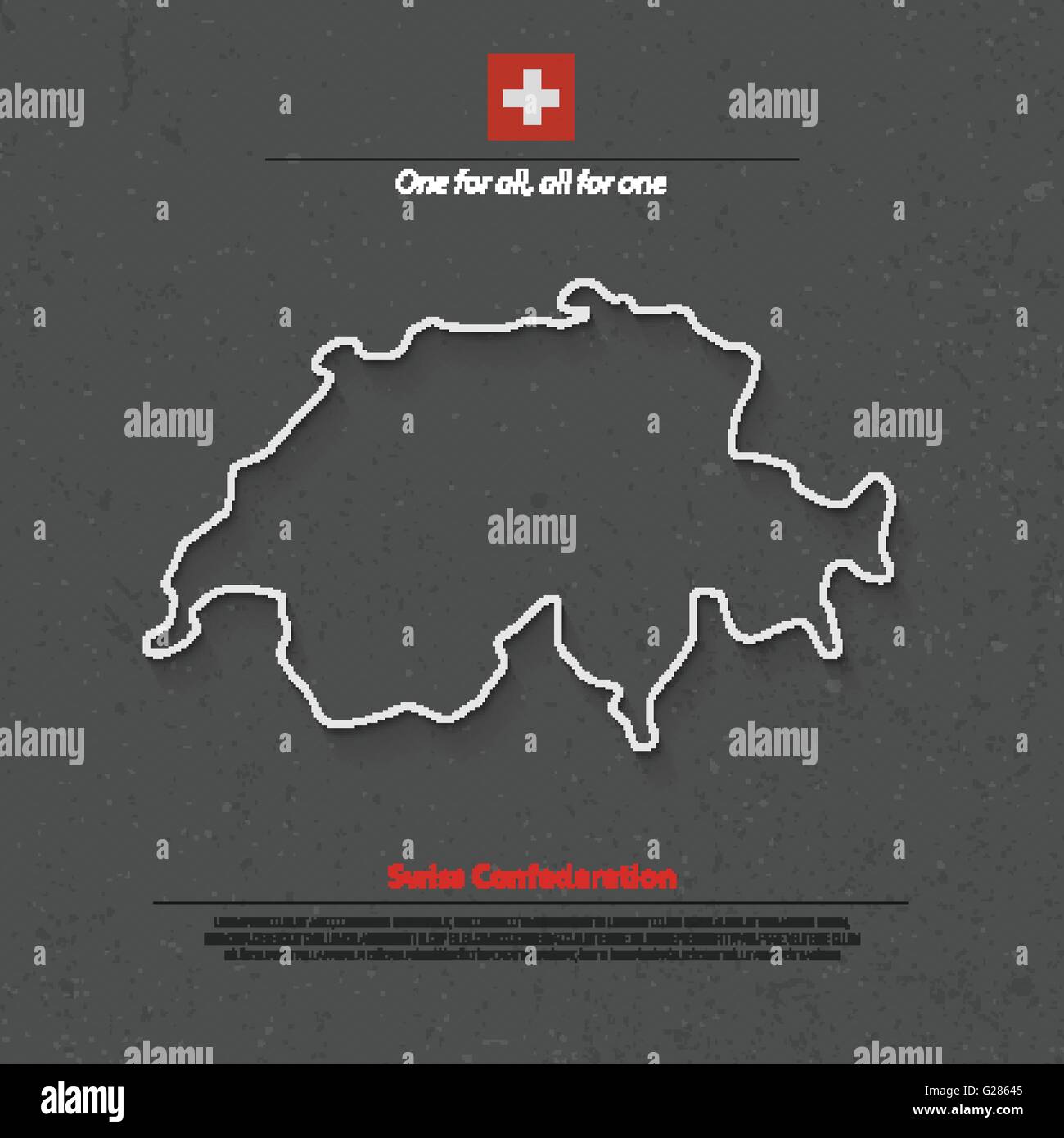 Confederazione Svizzera mappa e bandiera ufficiale su sfondo grunge. vettore politica svizzera mappa 3d'illustrazione. Unione sta Illustrazione Vettoriale