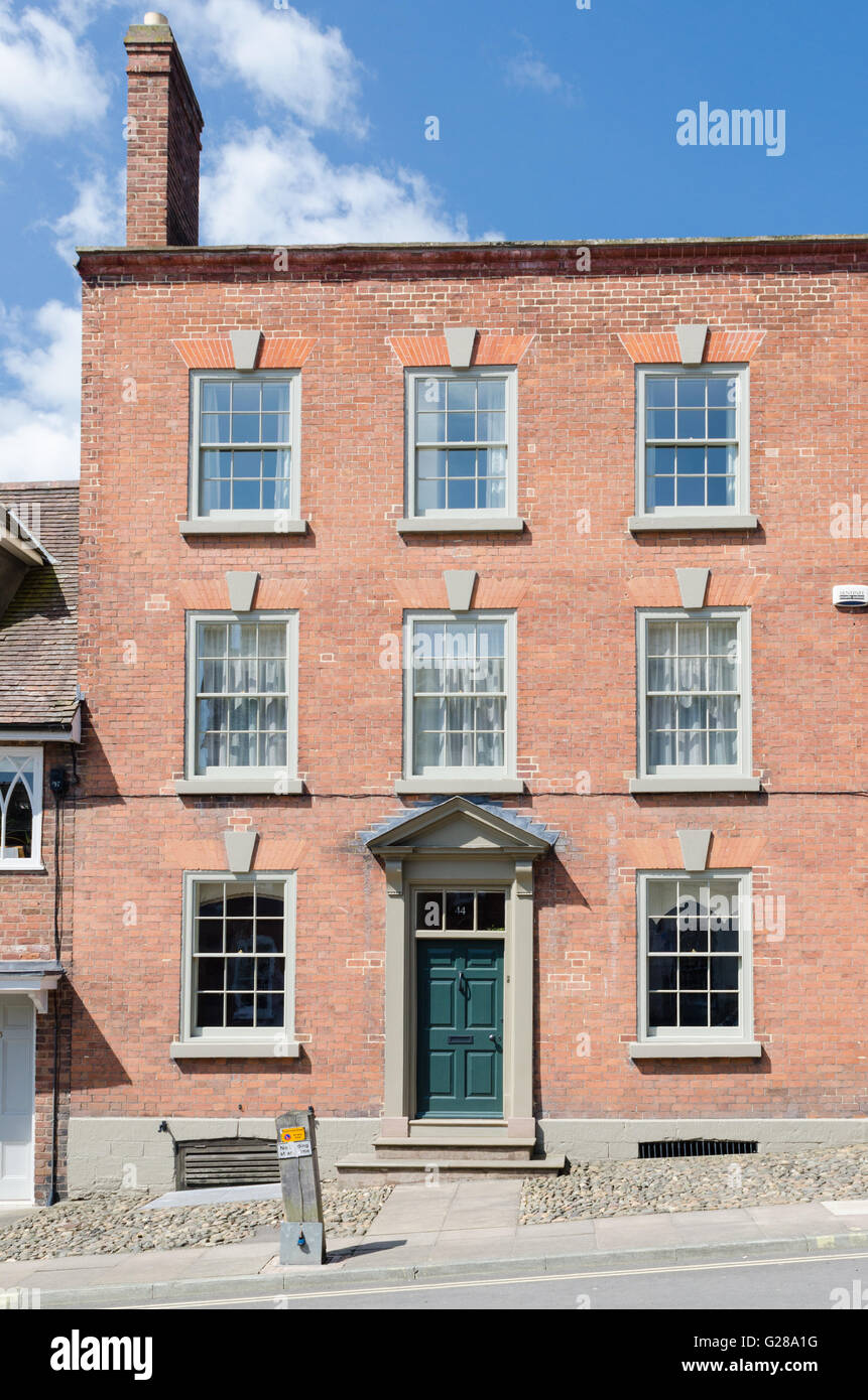 Smart rosso mattone Georgian House a Ludlow, Shropshire Foto Stock