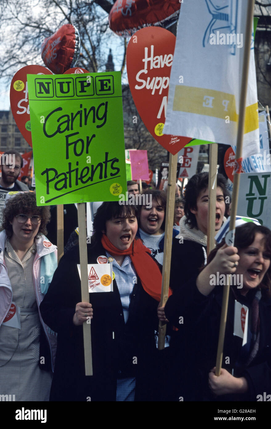 Dimostrazioni di NHS in London Westminster Foto Stock