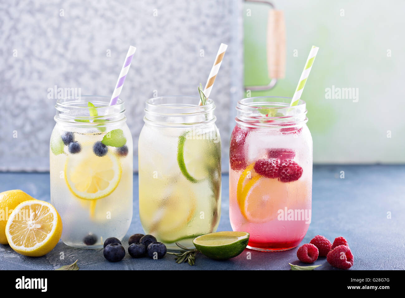 Varietà di limonata in vasi Foto Stock