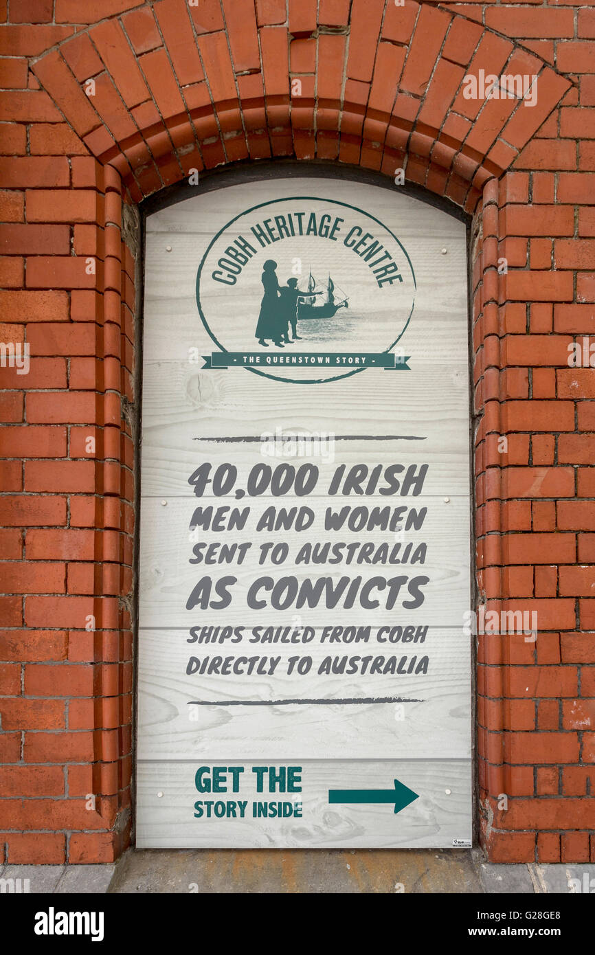 Poster a Cobh Heritage Center, un museo che si trova nel vittoriano stazione ferroviaria, Cobh, sughero, Co. Cork, Irlanda Foto Stock