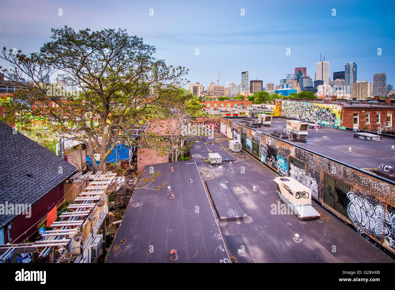 Vista di edifici in Kensington market, Toronto, Ontario. Foto Stock