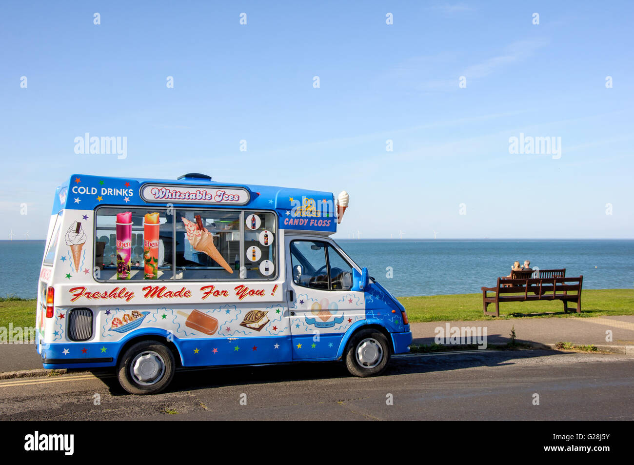Un gelato van sulla costa di whitstable kent, England, Regno Unito Foto Stock
