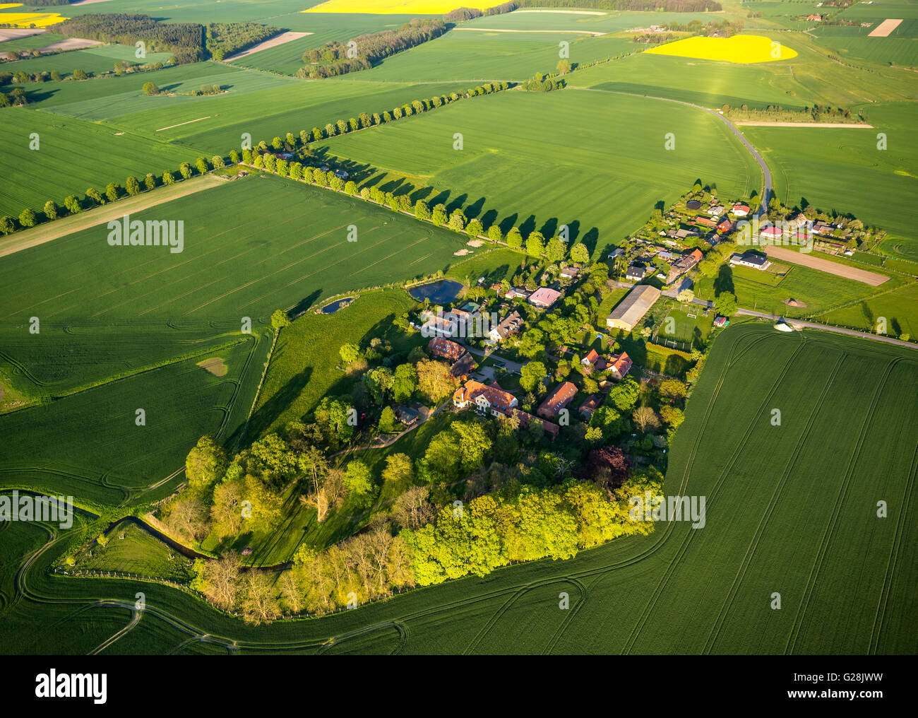 Vista aerea, Country inn Guthof Solzow in Vipperow, Albergo, Country Hotel, Vipperow, Meclemburgo Lake District, Meclemburgo Lake Foto Stock