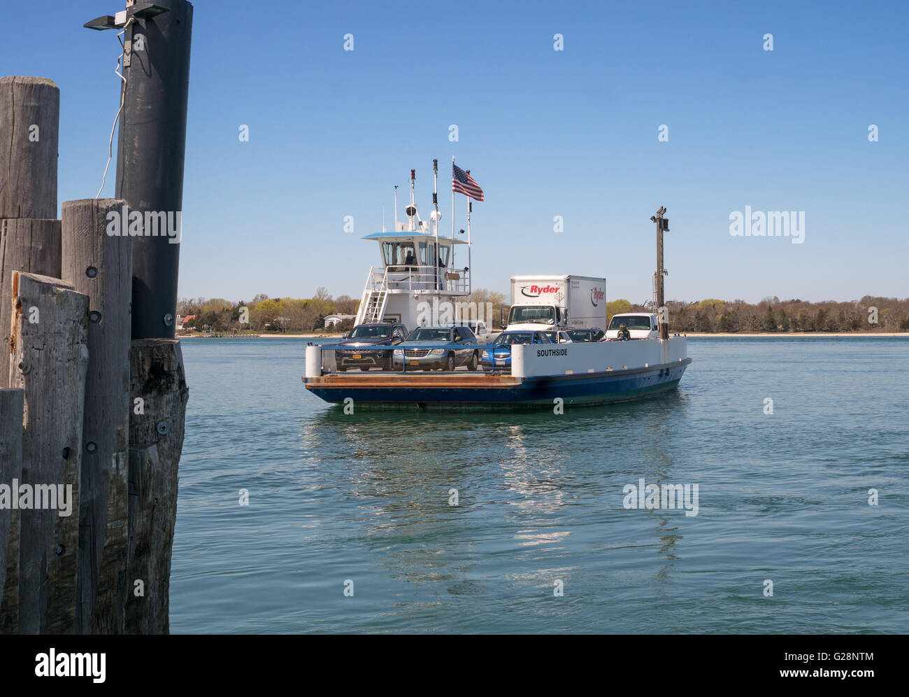 SouthSide traghetto per auto Shelter Island, Long Island, New York, Stati Uniti d'America Foto Stock