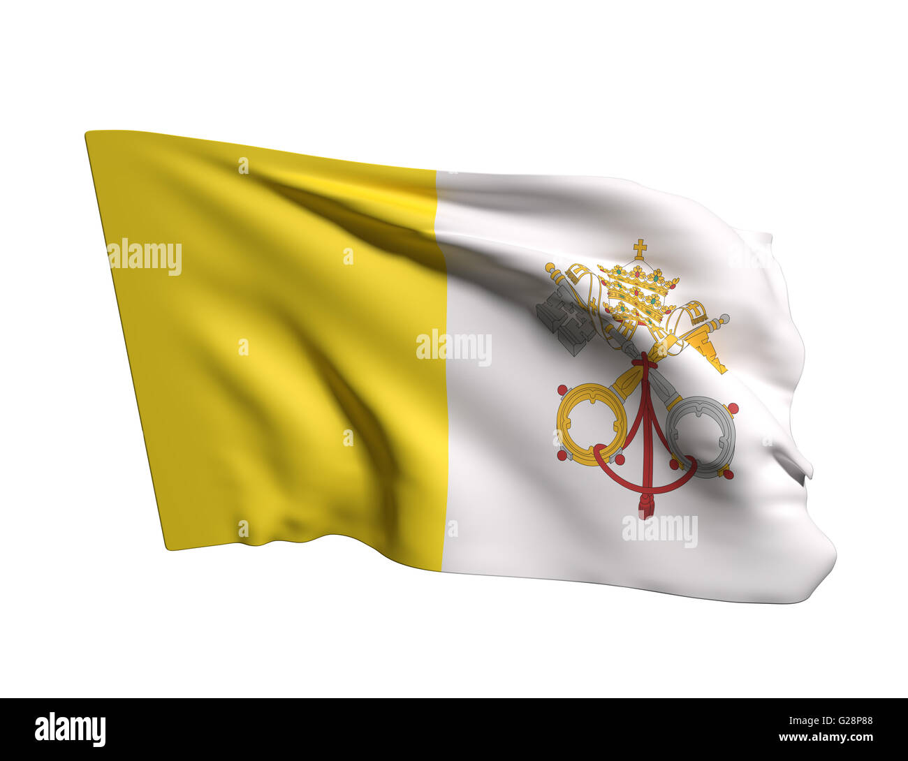 3D rendering di un Vaticano bandiera sventola Foto Stock