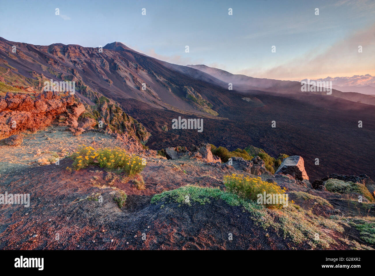 Sicilia: Vulcano Etna di sunrise Foto Stock