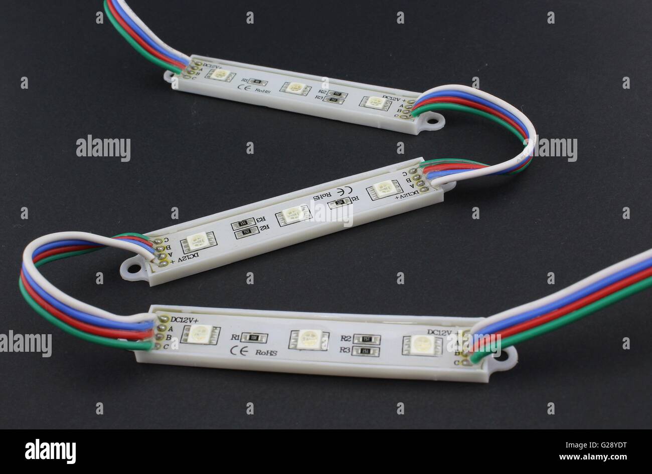 Striscia di LED, su sfondo nero Foto Stock