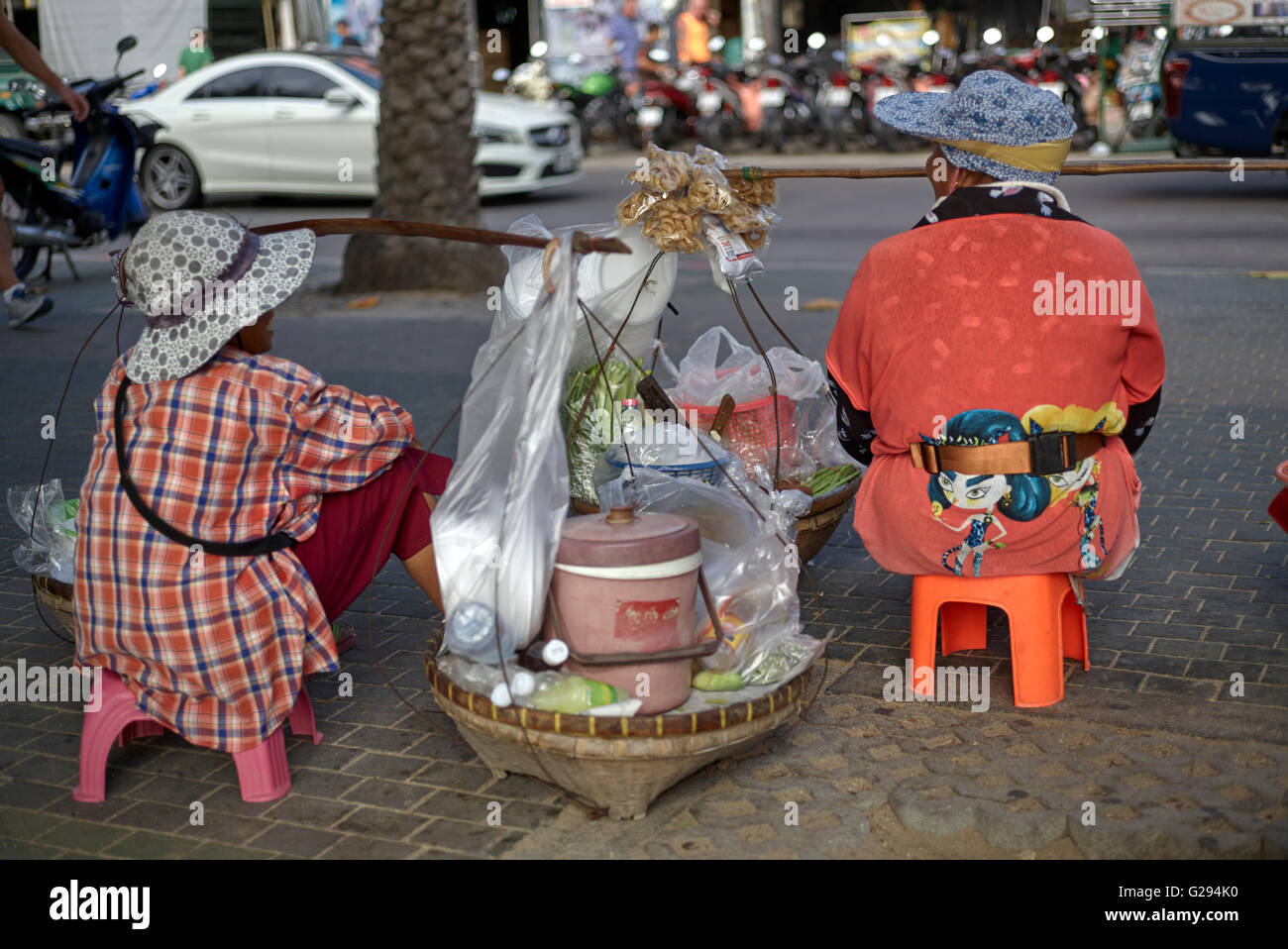 Venditori ambulanti di cibo di strada in Thailandia. Thailandia S. E. Asia Foto Stock