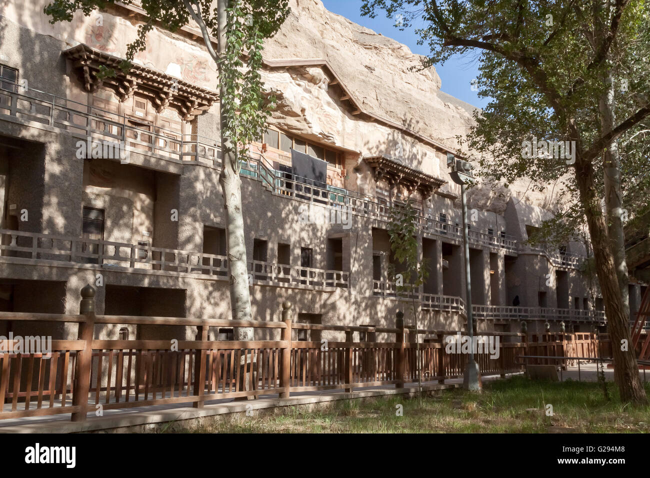 Complesso delle grotte di Mogao. Provincia di Guansu, Cina. Foto Stock