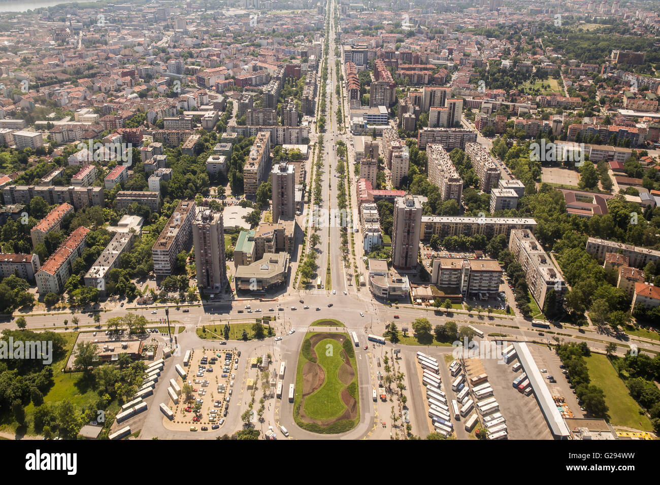 Novi Sad fotografata da aria di giorno Foto Stock
