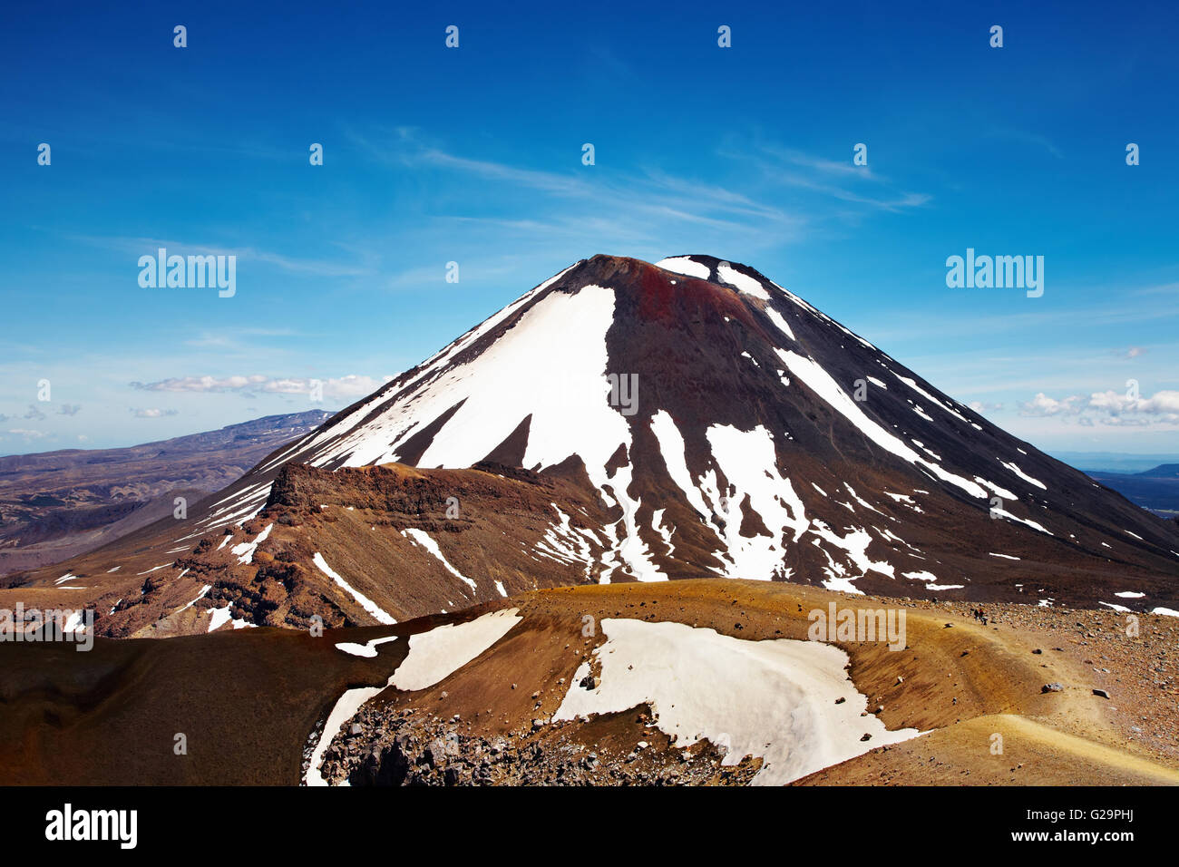 Il monte Ngauruhoe, parco nazionale di Tongariro, Nuova Zelanda Foto Stock