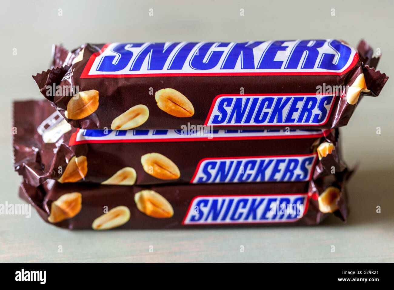 Tre barre snickers Foto Stock
