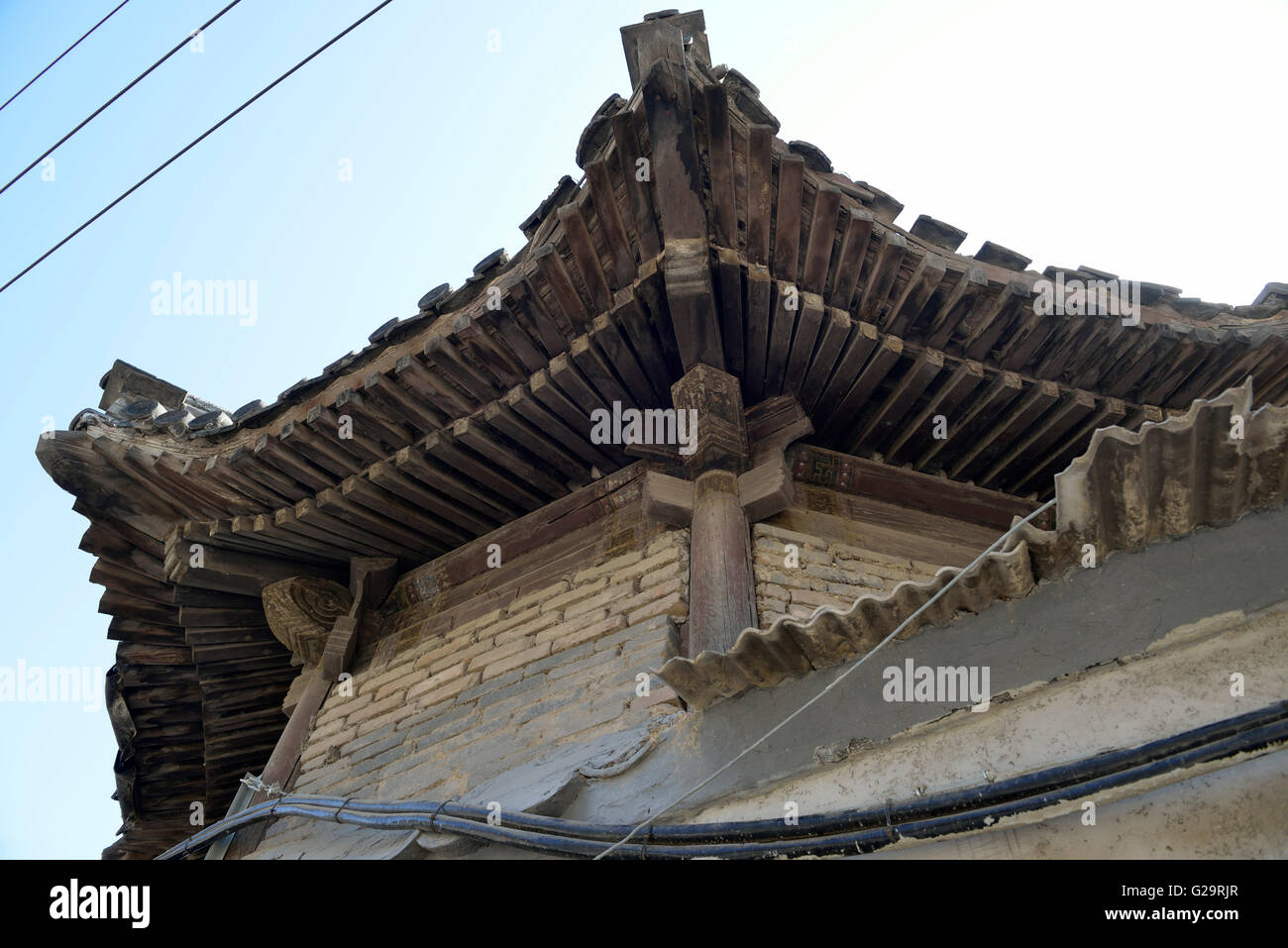 Un antico pavilion è stato trasformato in casa ordinaria a Pechino in Cina. Foto Stock