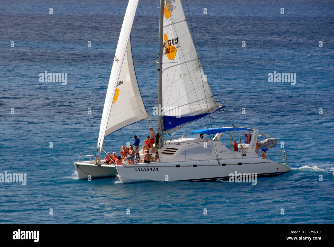 Catamarano in mare dei Caraibi Foto Stock