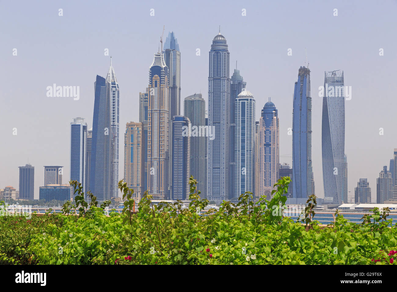 Vista sul quartiere Marina di Dubai Foto Stock