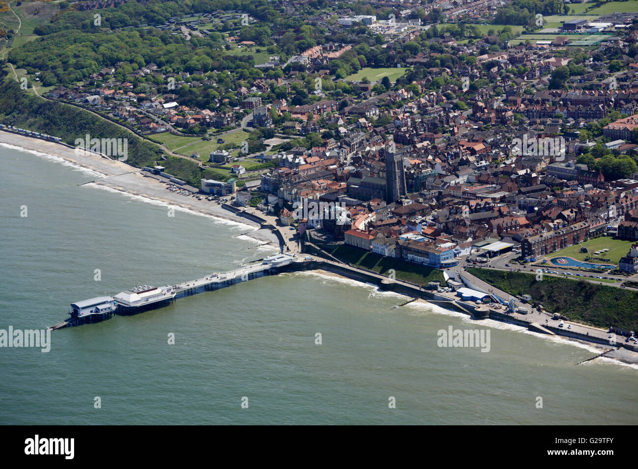 Vista aerea del Cromer Pier Foto Stock