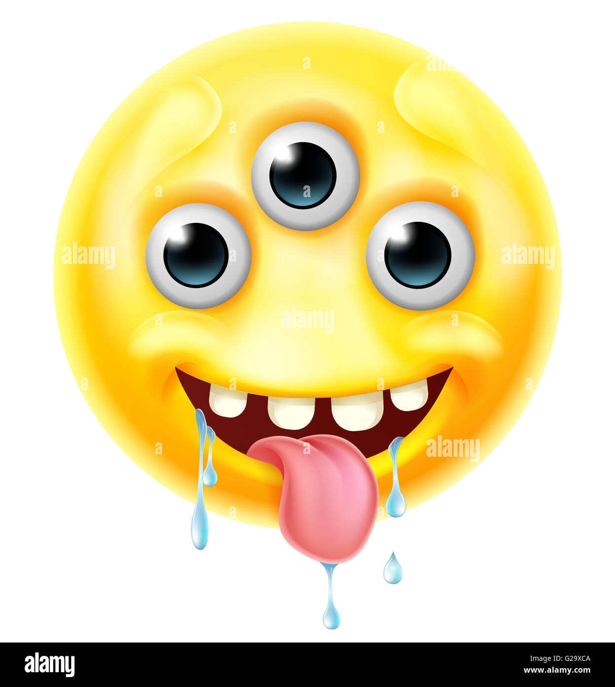 Un cartoon carino alien o mostri gli Emoji emoticon Smiley face carattere Foto Stock