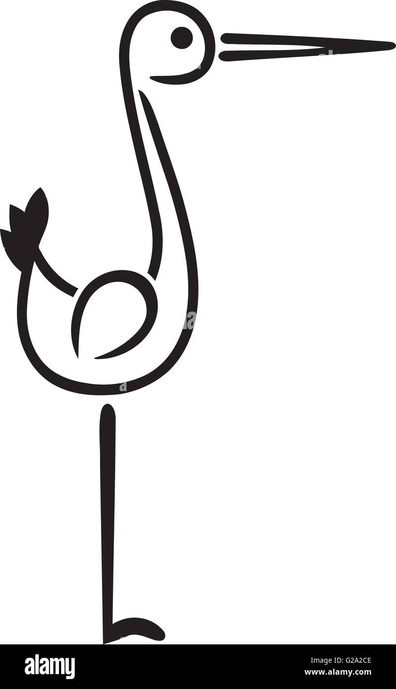 Carino stork handdrawn Illustrazione Vettoriale