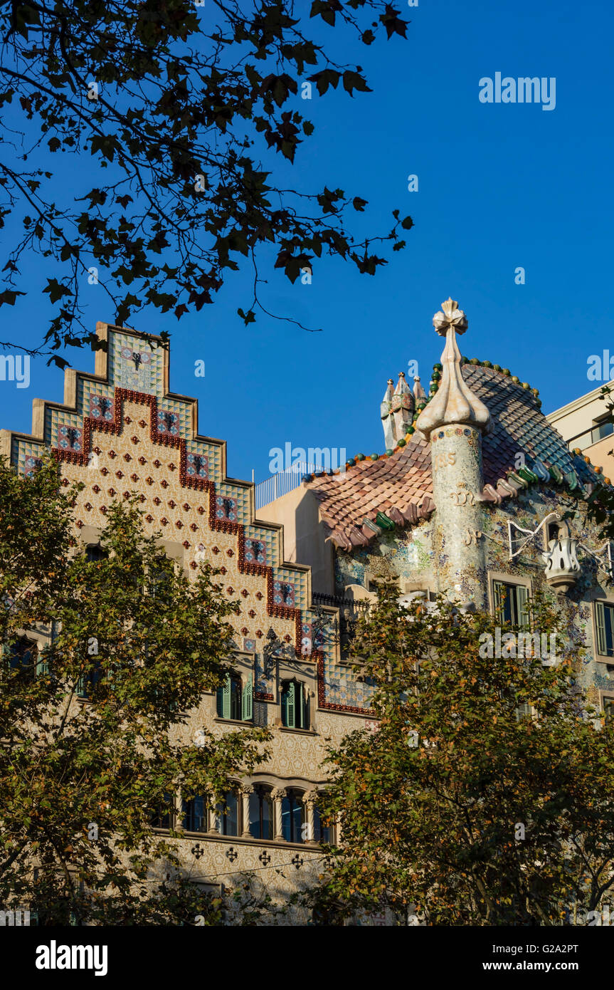 Casa Batllo di Antoni Gaudi, Passeig de Gracia, Barcellona, Spagna Foto Stock