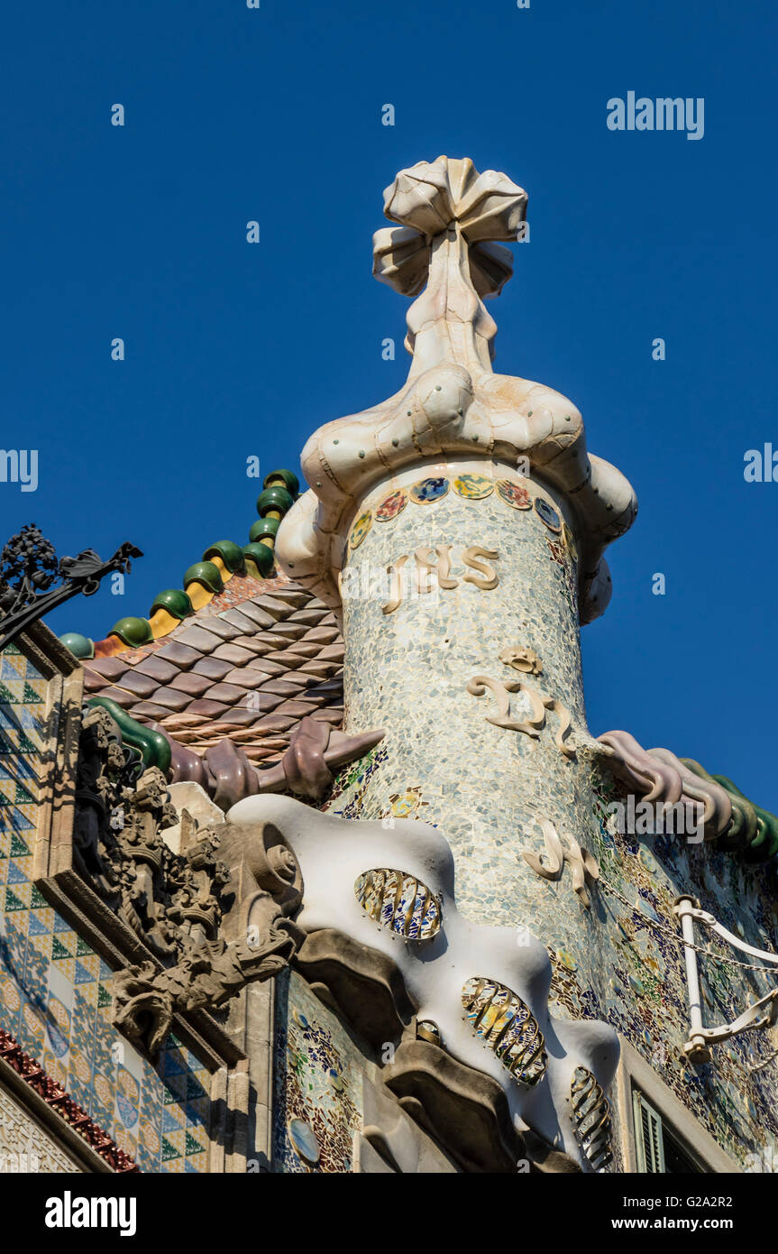 Casa Batllo di Antoni Gaudi, Passeig de Gracia, Barcellona, Spagna solo editoriale Foto Stock