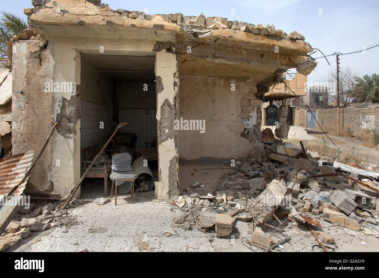 Jalawla, città nel nord Iraq orientale distrutta dopo pesanti combattimenti tra è e curdi/Milizie Foto Stock