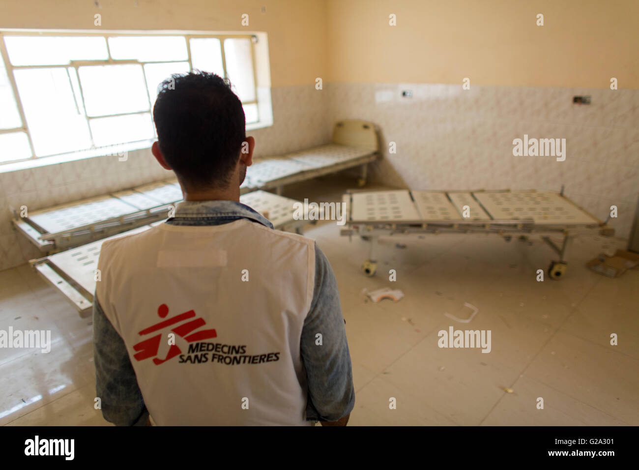 Ospedale di Jalawla (Nord Est Iraq) essendo distrutti dopo pesanti combattimenti tra è e curdi/Milizie Foto Stock
