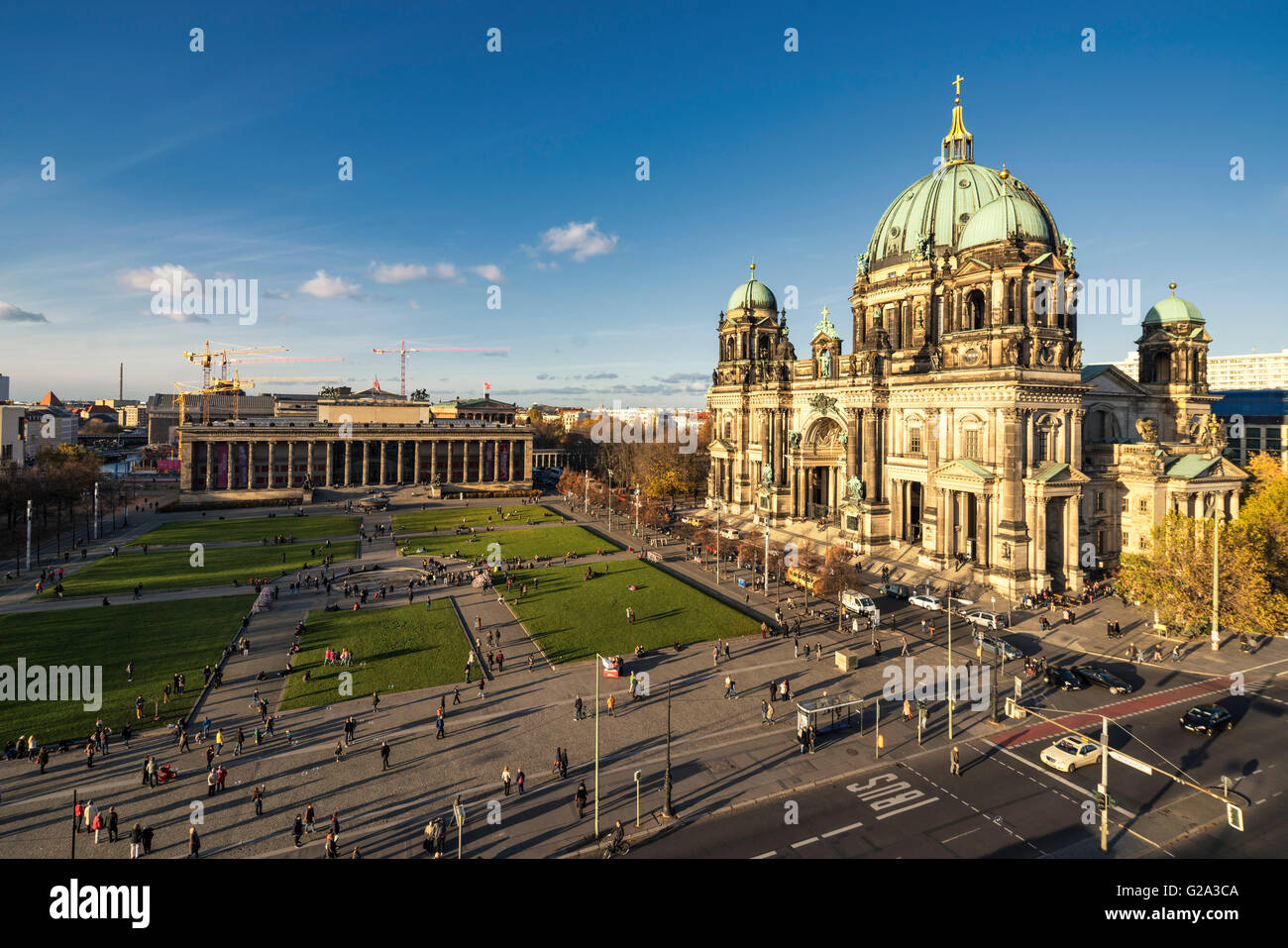 Berliner Cattedrale del Duomo , Airial vista, nuovo museo, Lustgarten, Berlino Foto Stock