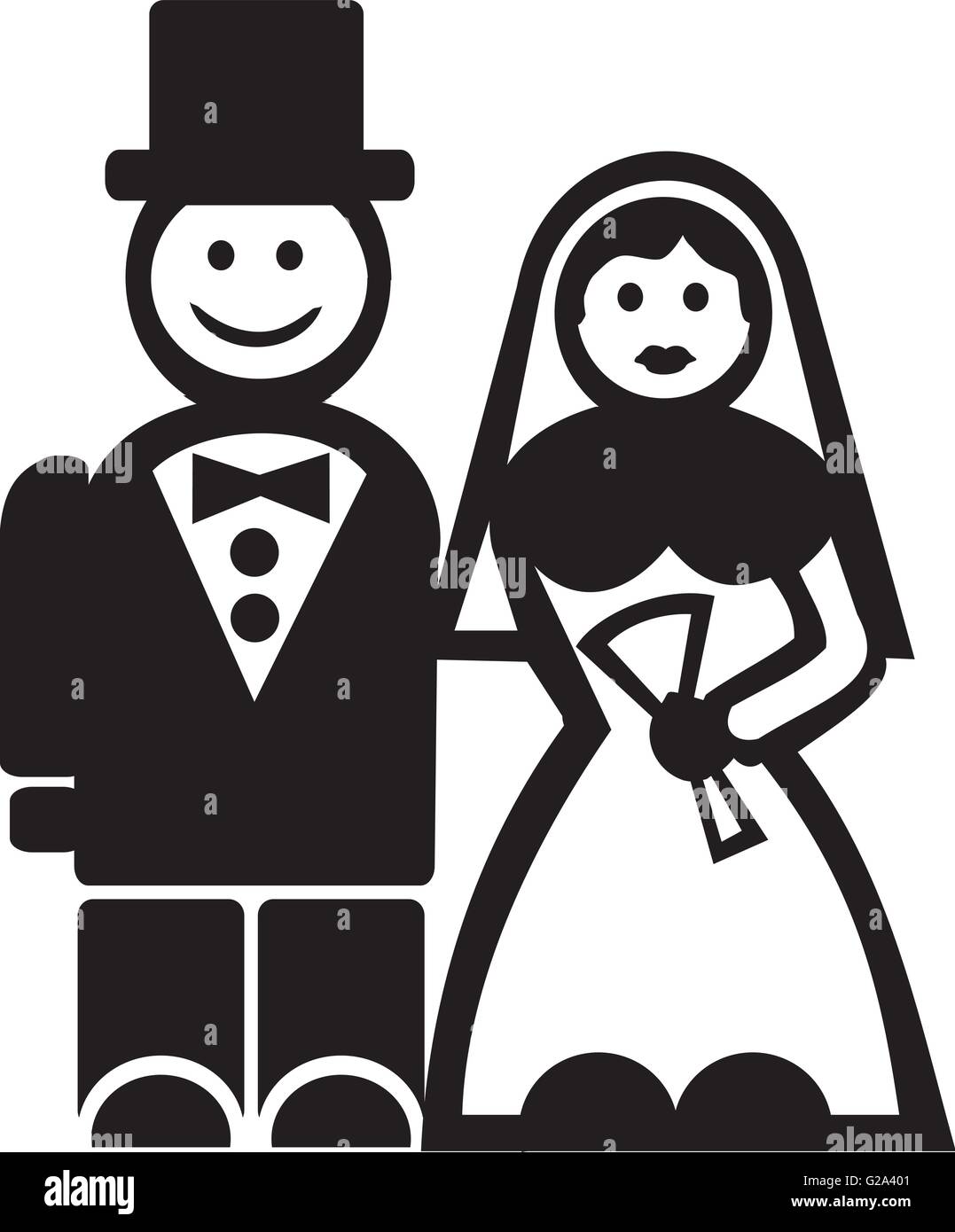 Carino per lo sposo e la sposa icona Illustrazione Vettoriale
