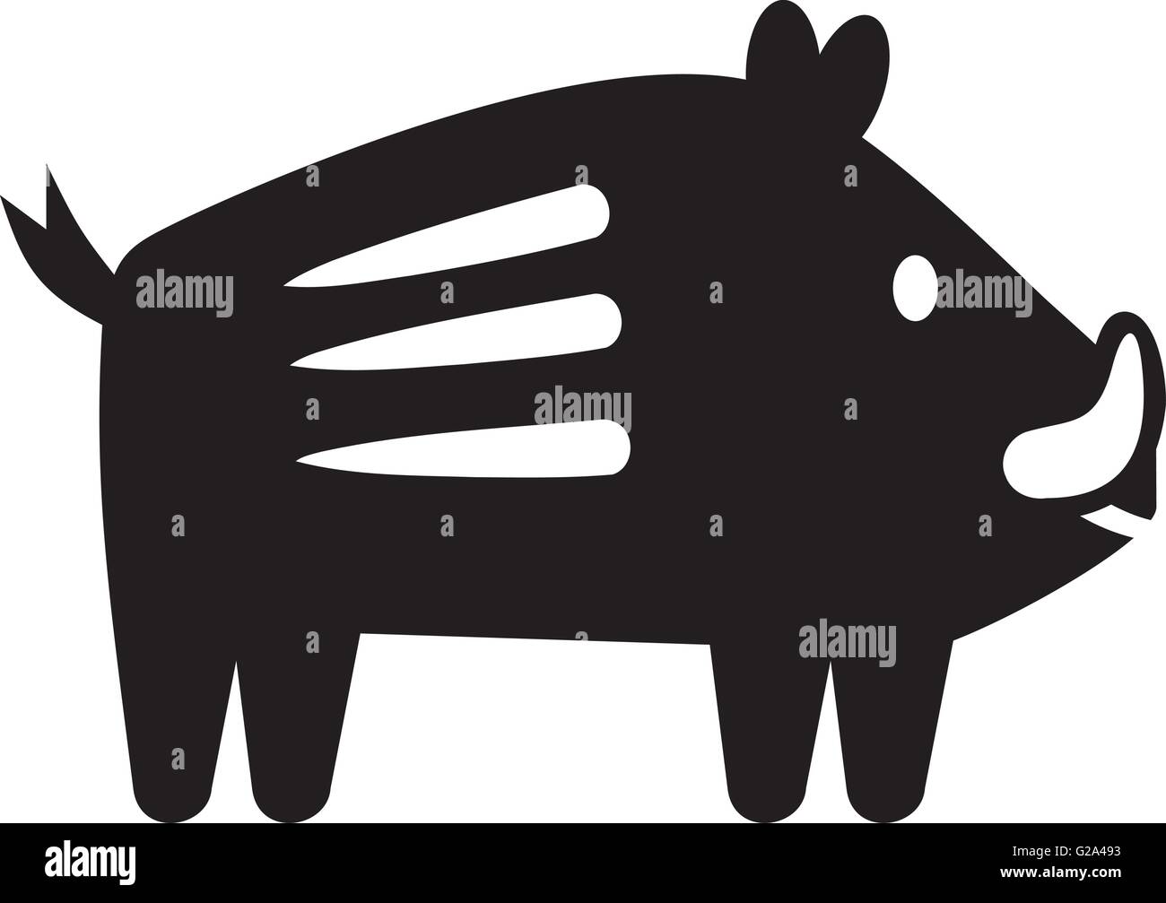 Carino maiale selvatico icona Illustrazione Vettoriale