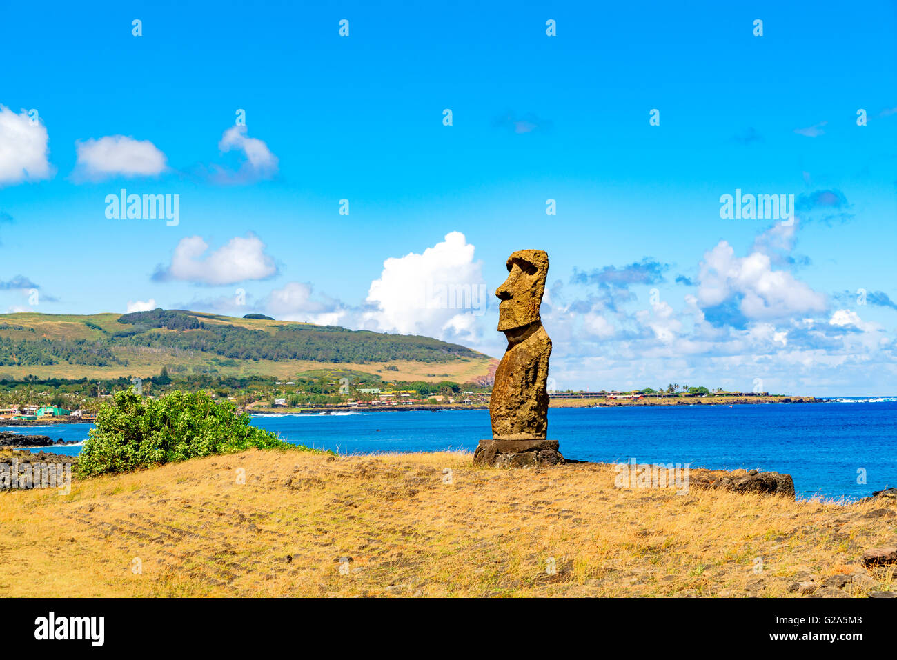 Hanga Kio e Ahu Akapu nel Parco Nazionale di Rapa Nui Isola di Pasqua, Cile Foto Stock