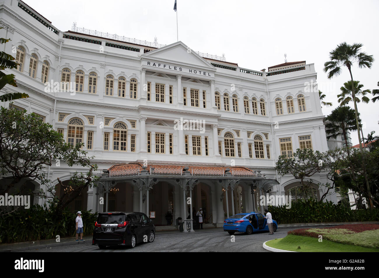 Il famoso Raffles Hotel di Singapore la casa del Singapore Sling Foto Stock