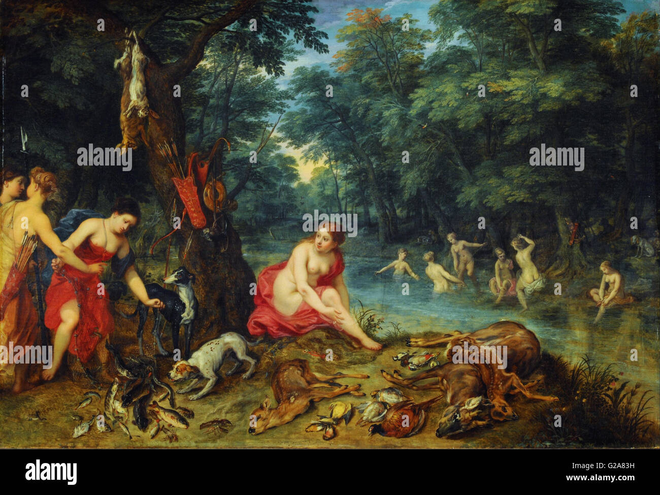 Jan Brueghel I - Baño de Ninfas Foto Stock