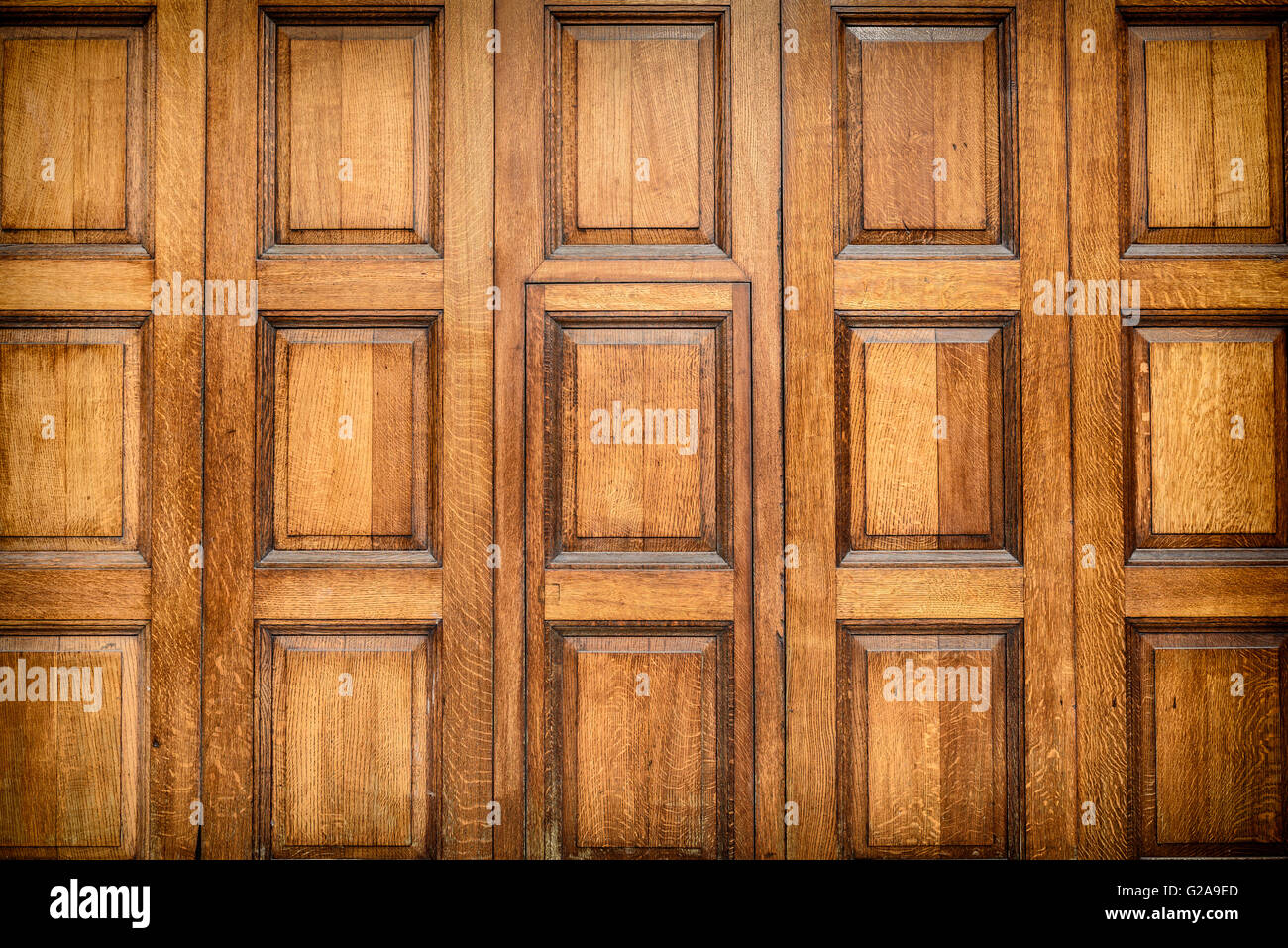 Decorativi in legno di quercia pannellatura interna. Foto Stock