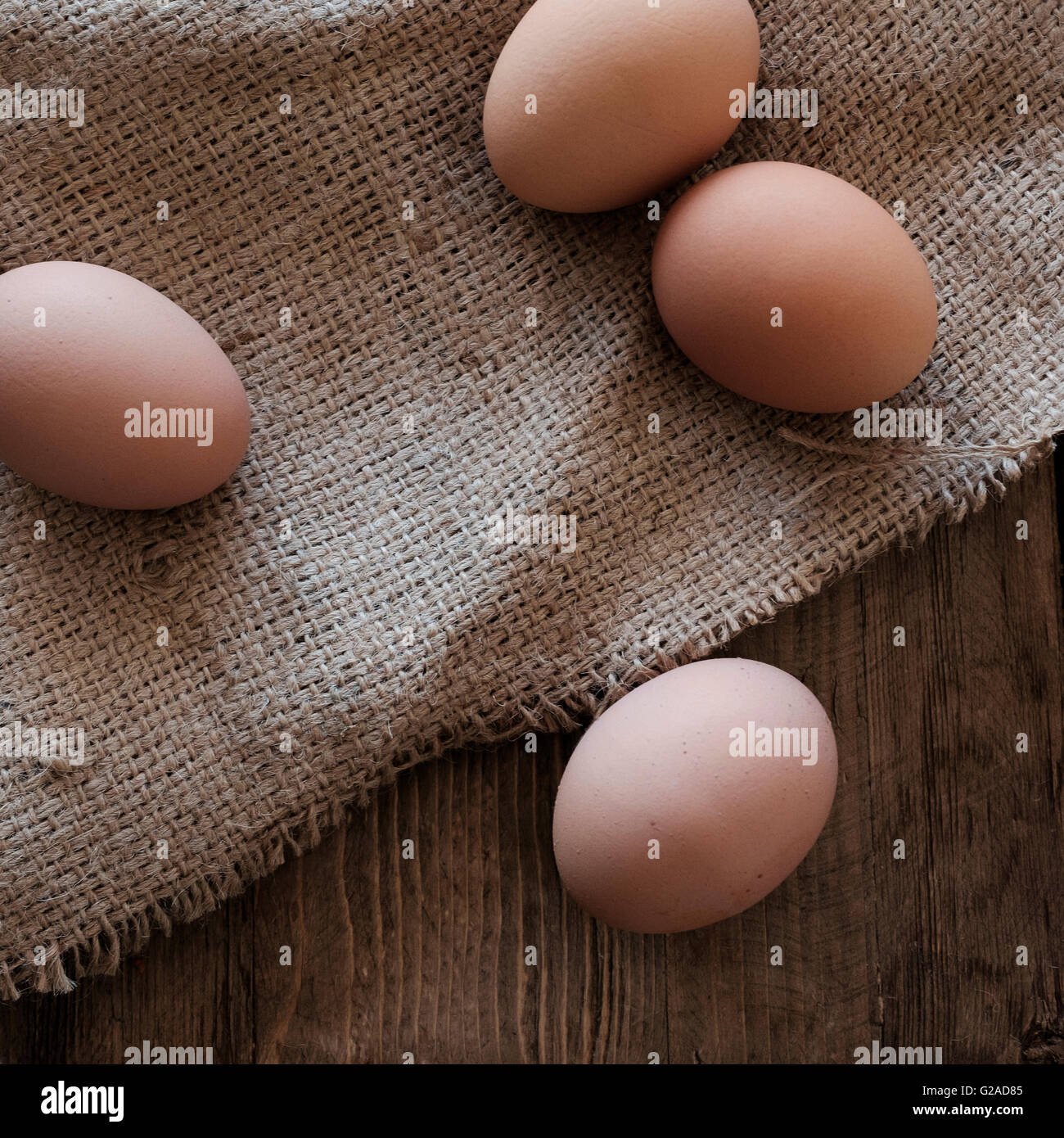 Fresco uova di animali su legno Foto Stock