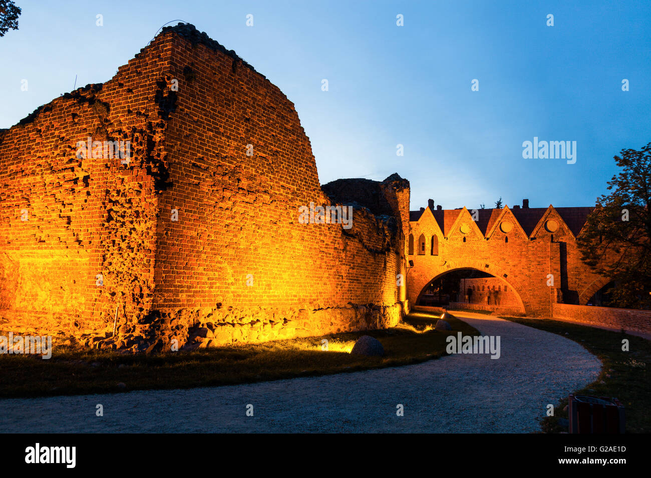 Rovine di cavalieri teutonici castello in Torun Torun, Kuyavian-Pomeranian, Polonia Foto Stock