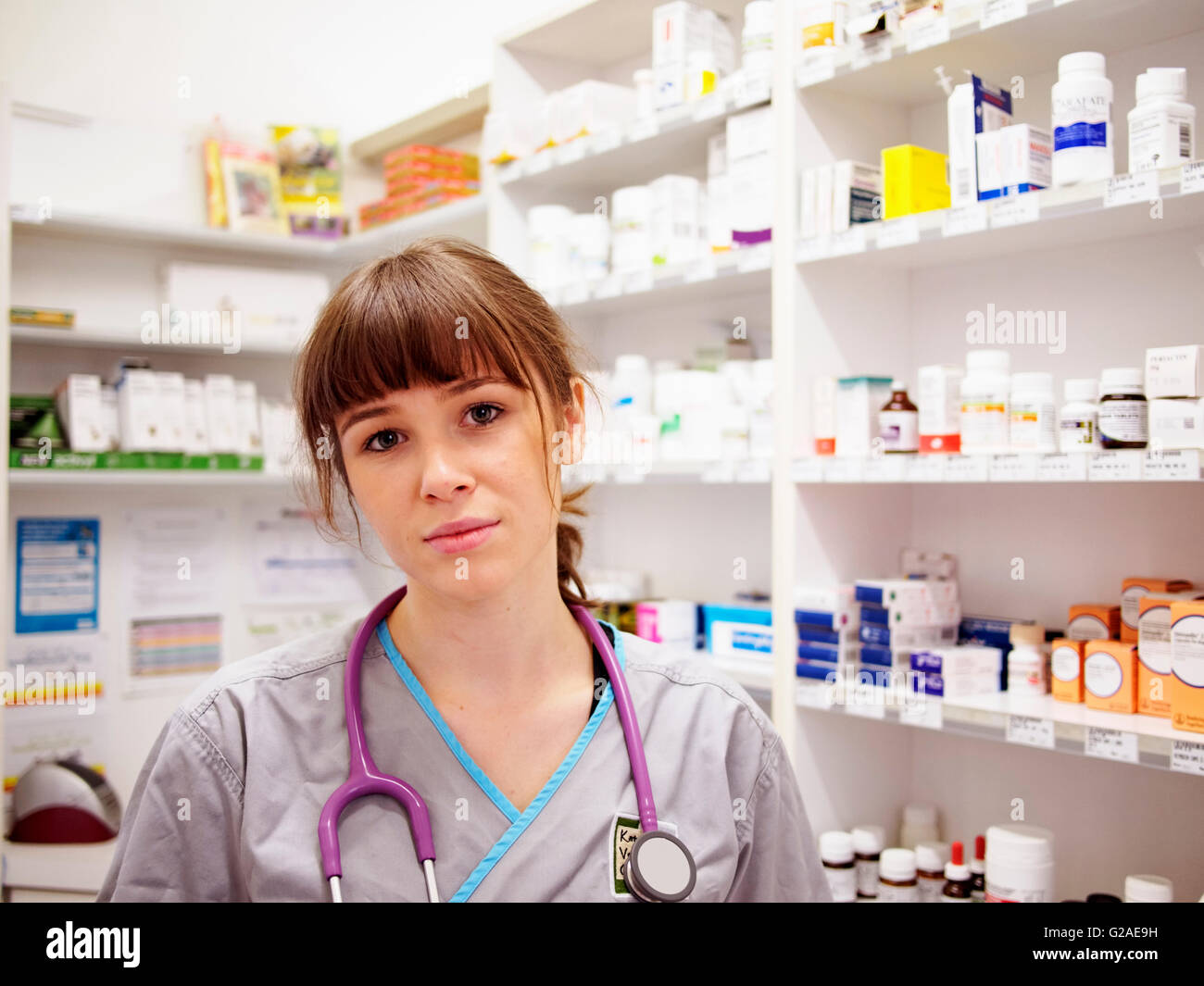 Ritratto di vet con uno stetoscopio Foto Stock