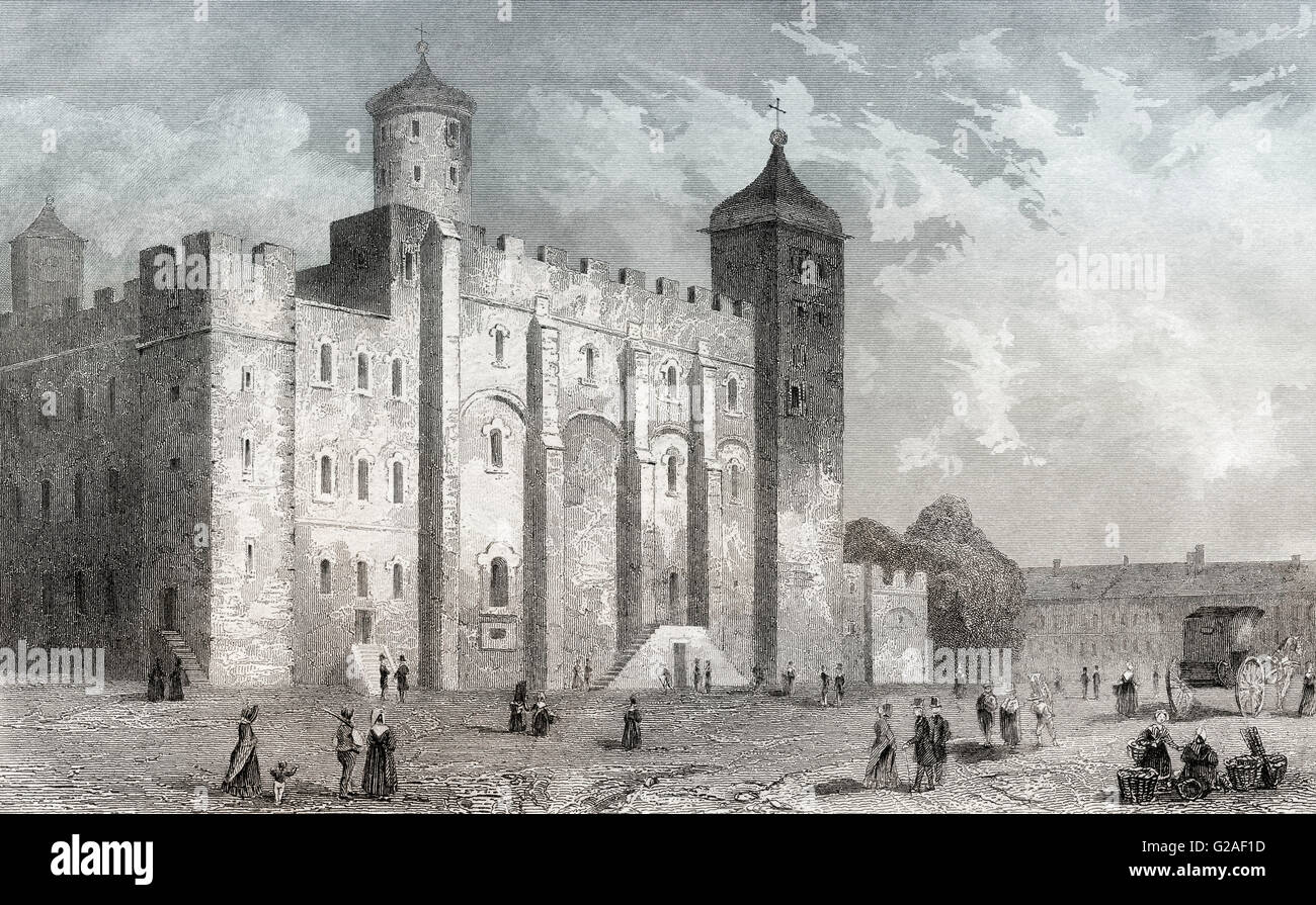 La Torre Bianca, la Torre di Londra, Inghilterra, Regno Unito, Europa, secolo XIX Foto Stock