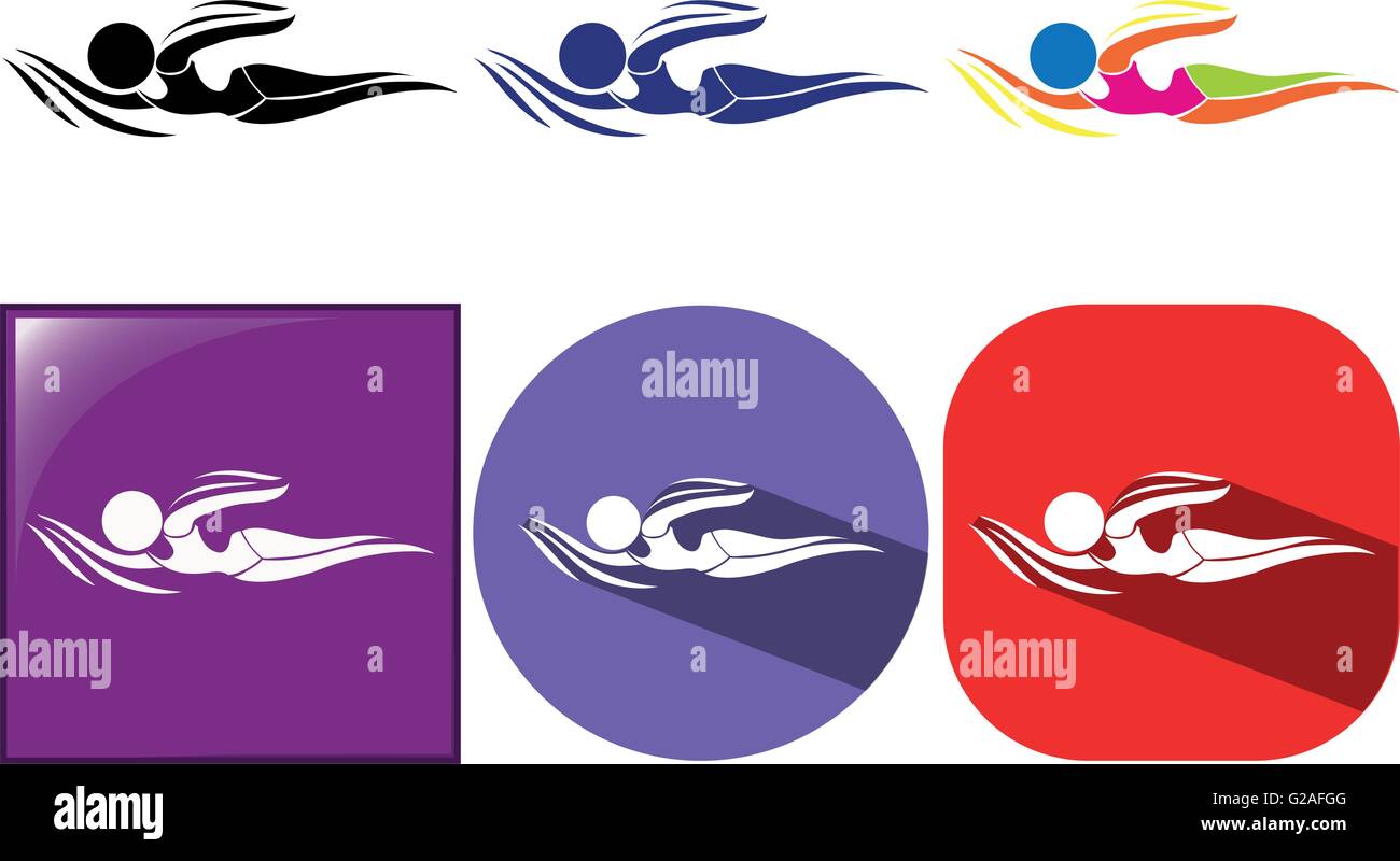 Icone dello sport atleta di fare nuoto illustrazione Illustrazione Vettoriale