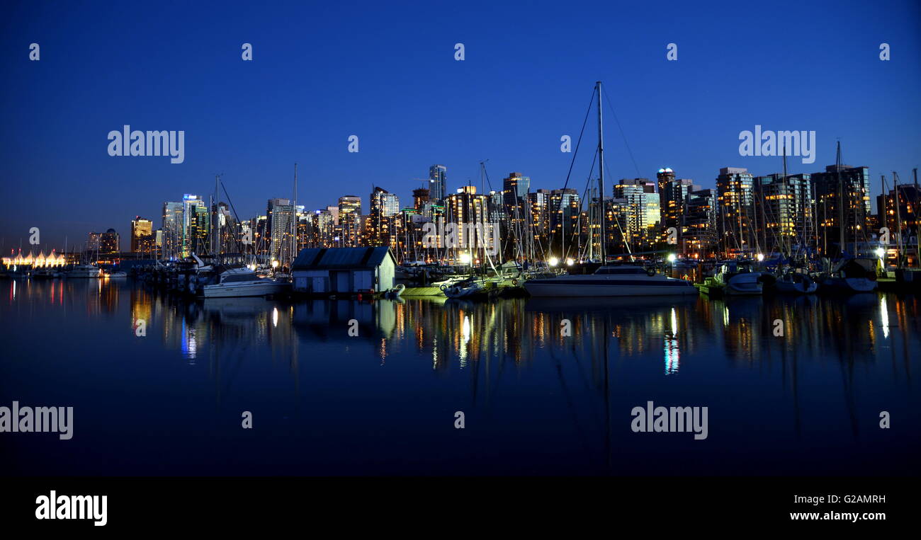 Notte del porto di Vancouver, BC, Canada Foto Stock