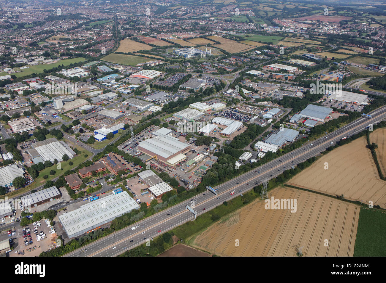 Una veduta aerea della Sowton Industrial Estate in Exeter Devon Foto Stock