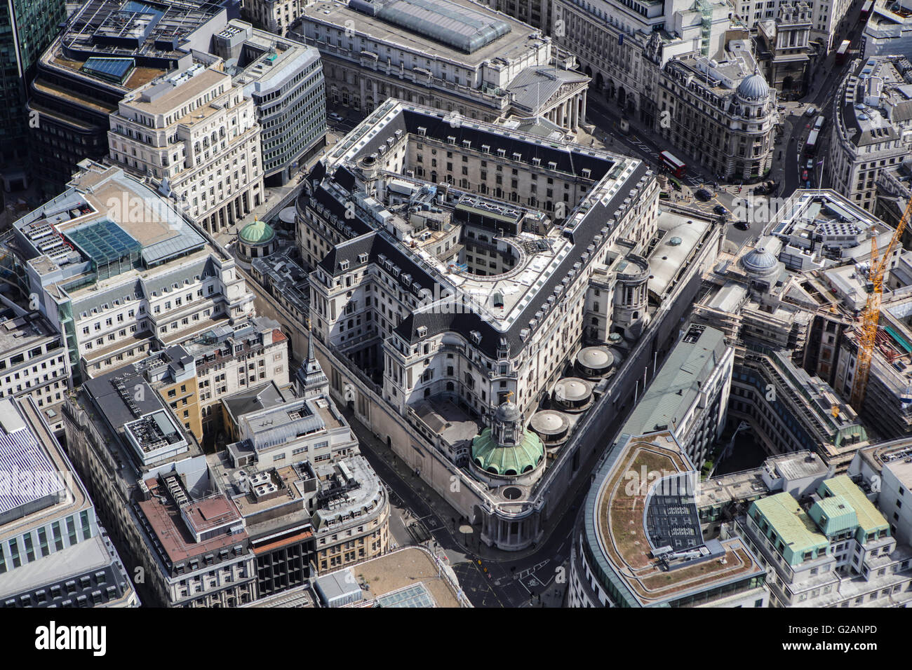 Una veduta aerea della banca di Inghilterra Foto Stock