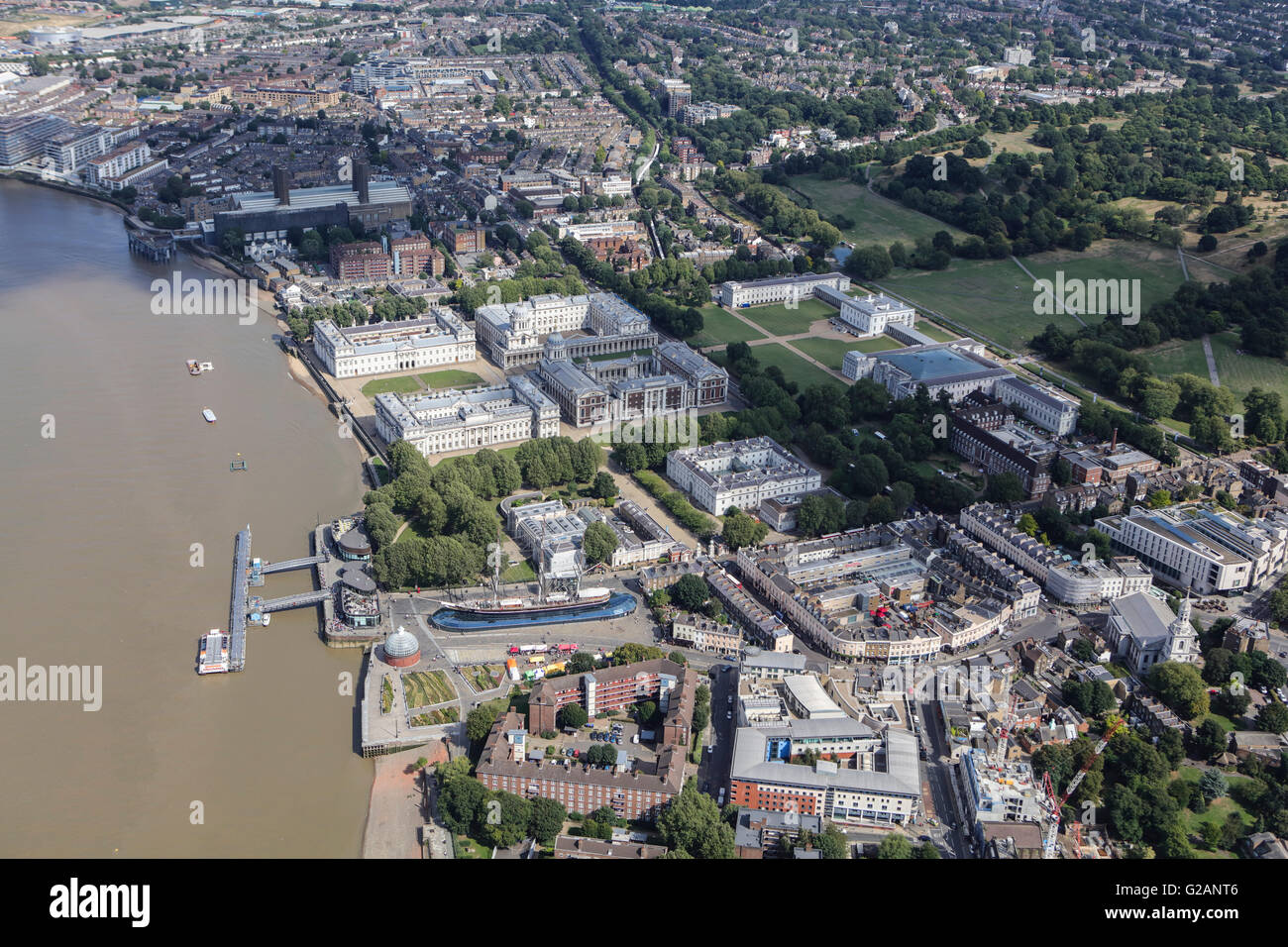 Una veduta aerea della Royal Naval College di Greenwich Foto Stock