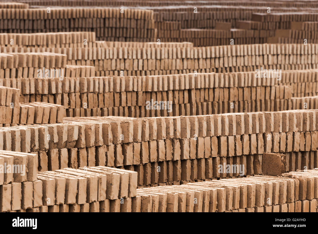 Mattone facendo fabbrica, provincia del Fujian, Cina Foto Stock