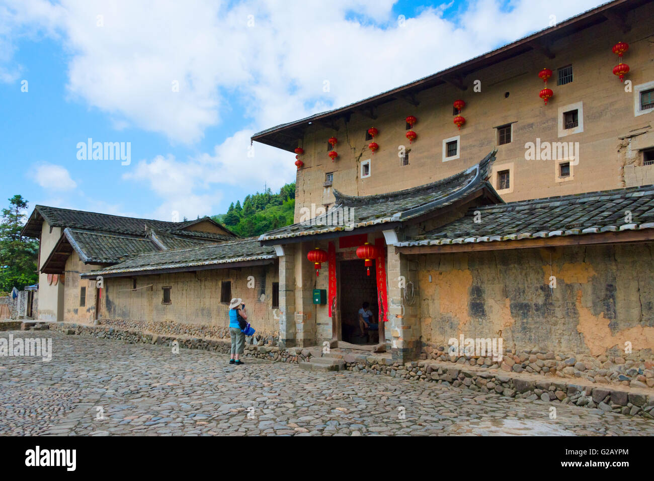 Casa tradizionale della città antica, Yunshuiyao, provincia del Fujian, Cina Foto Stock