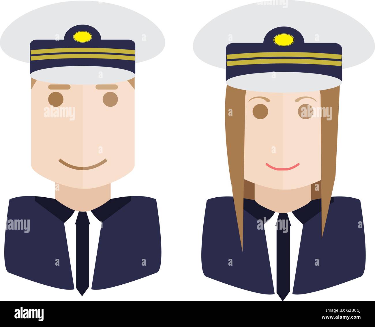 Insieme di persone aviazione, pilota. Illustrazione vettoriale di un equipaggio, pilota di donna e uomo Illustrazione Vettoriale