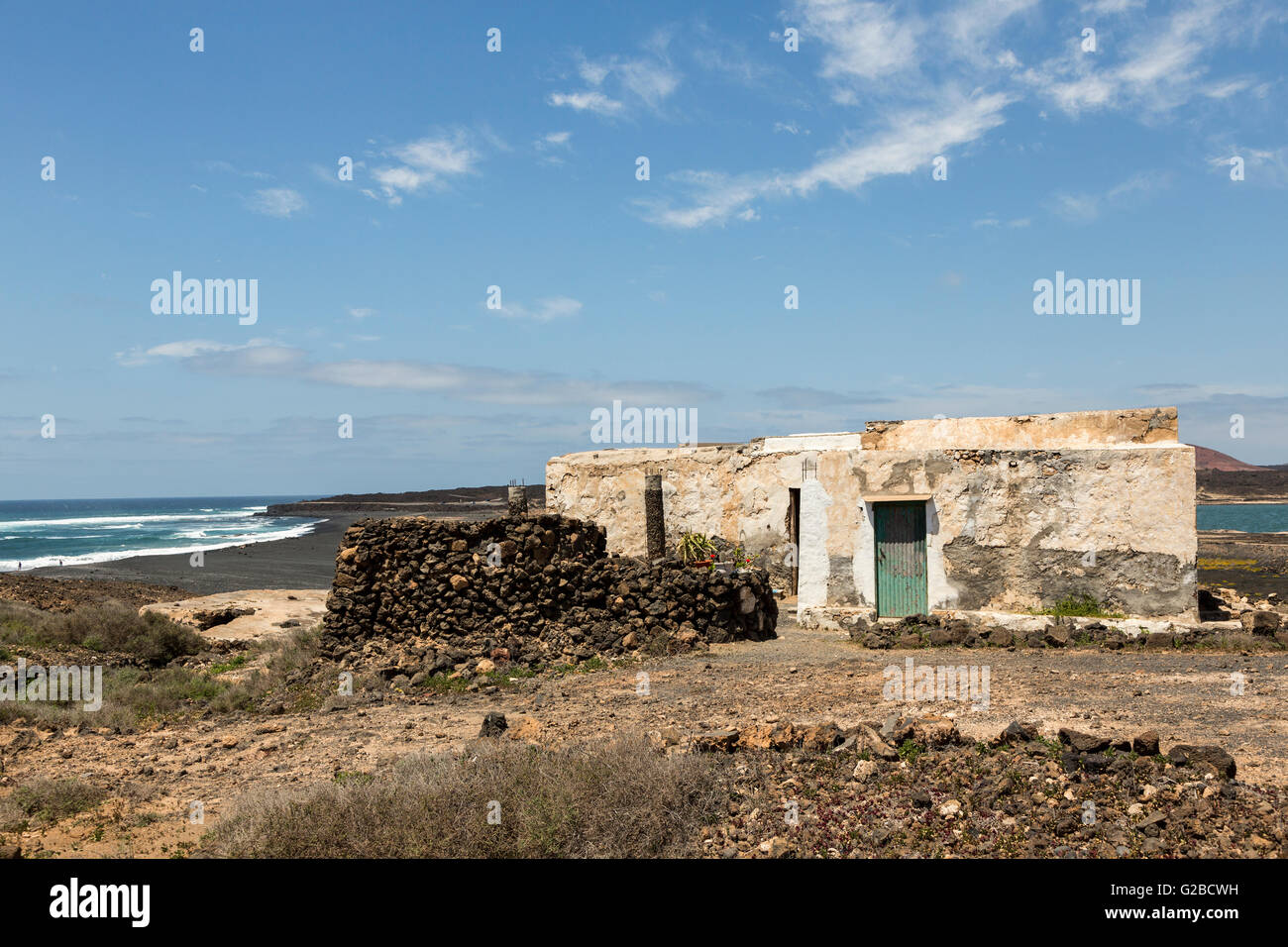 Casa sulla spiaggia, Playa Janubio, Lanzarote, Isole Canarie, Spagna Foto Stock