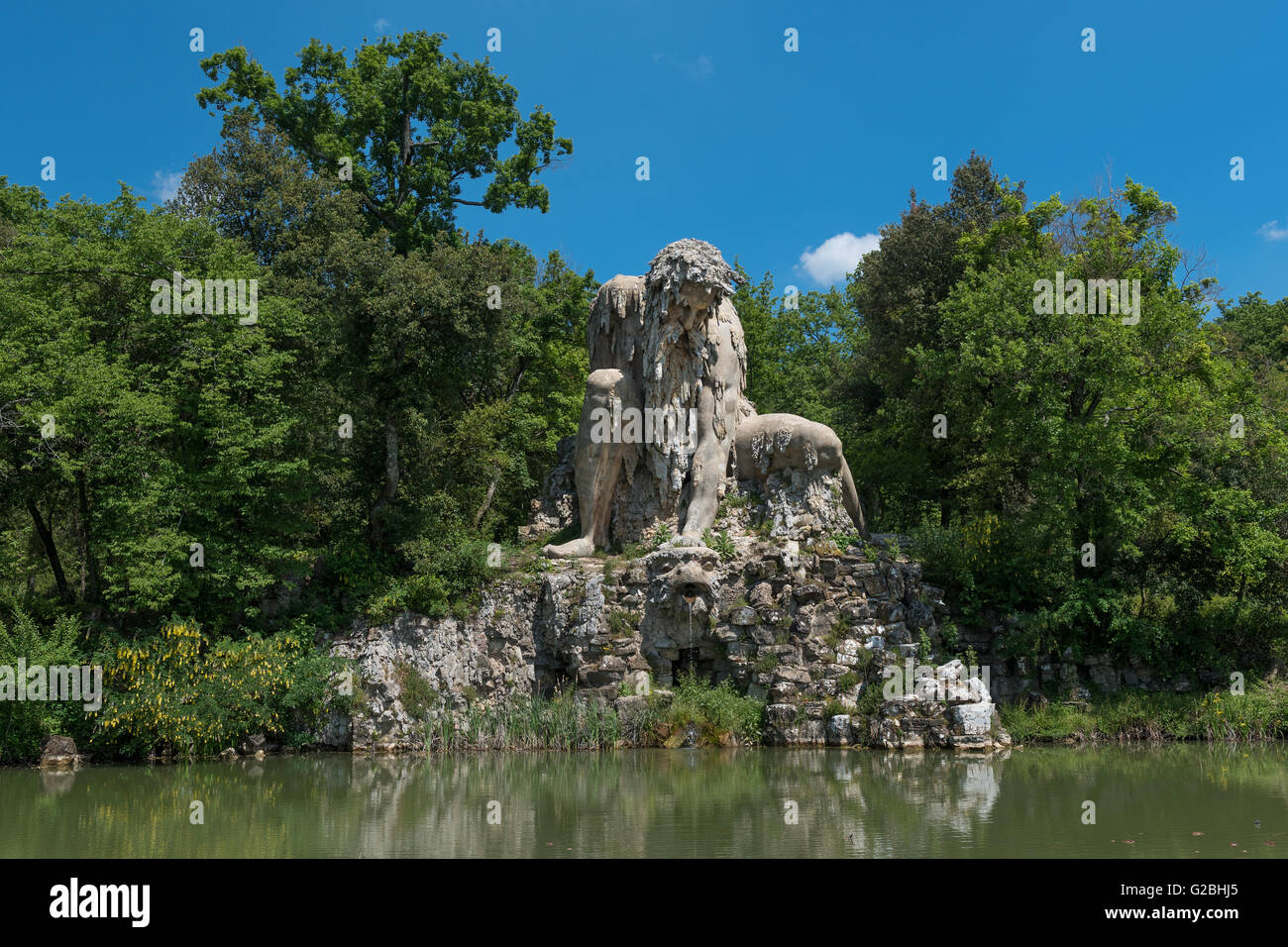 La scultura di Appennino fatto di pietra lavica e mattoni da Giambologna, anche Giovanni da Bologna, Villa di Pratolino Foto Stock