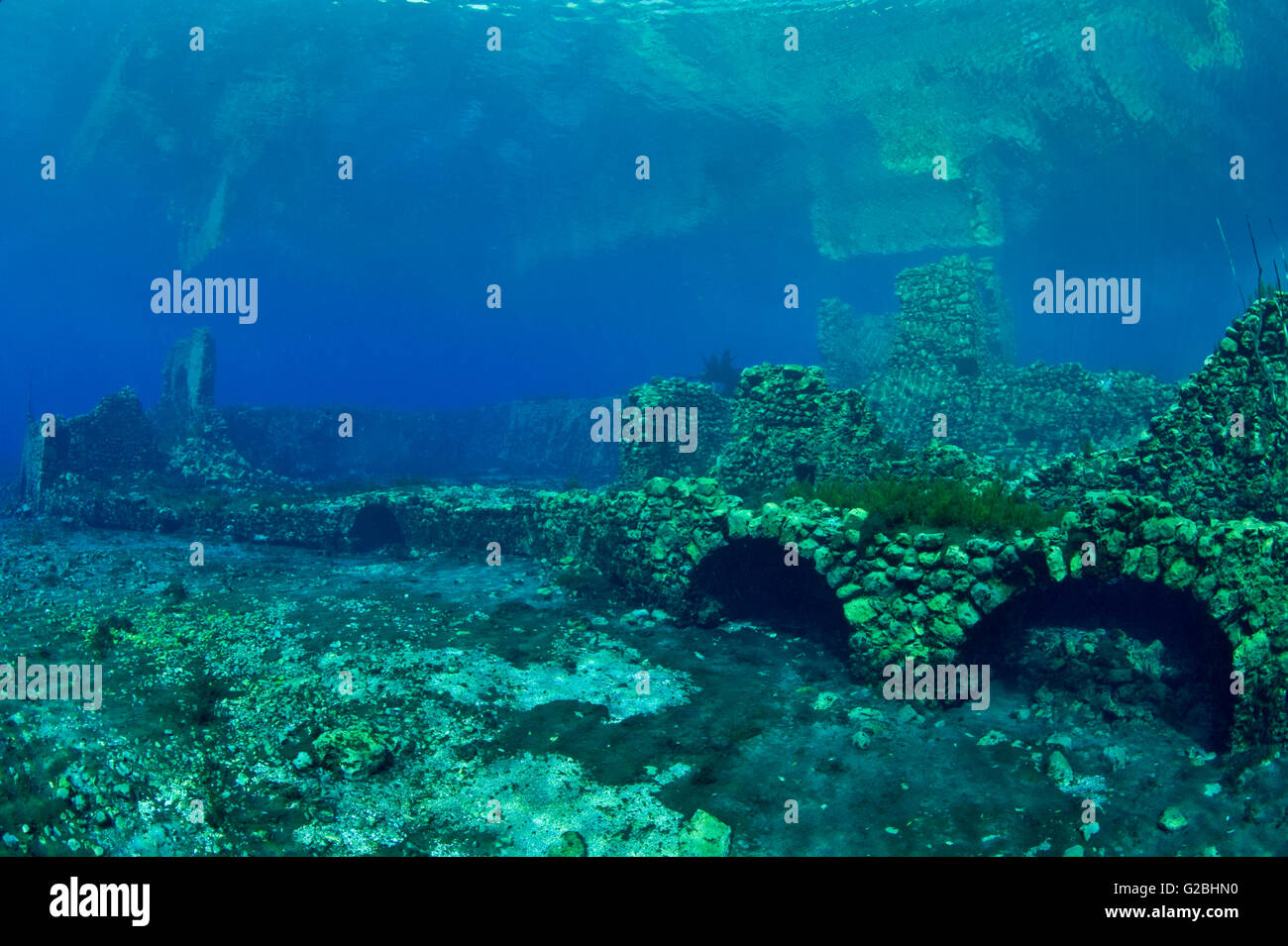 Il mondo subacqueo del Lago Capo d'acqua, Capistrano, L'Aquila, Italia Foto Stock