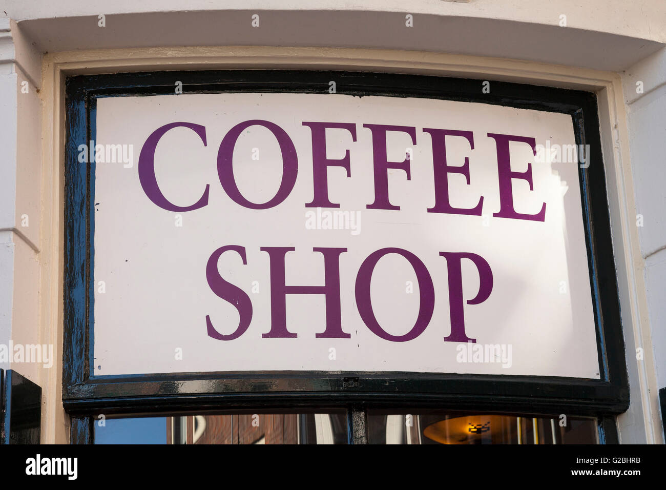 "Coffee Shop", segno in corrispondenza di un ingresso, Amsterdam, Olanda Settentrionale provincia, Paesi Bassi Foto Stock